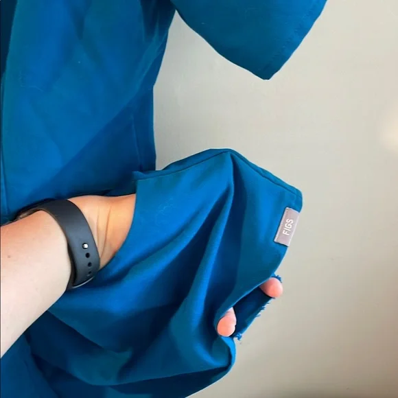 Figs Teal Scrub Set with Bright Orange Accents - Picture 4 of 6